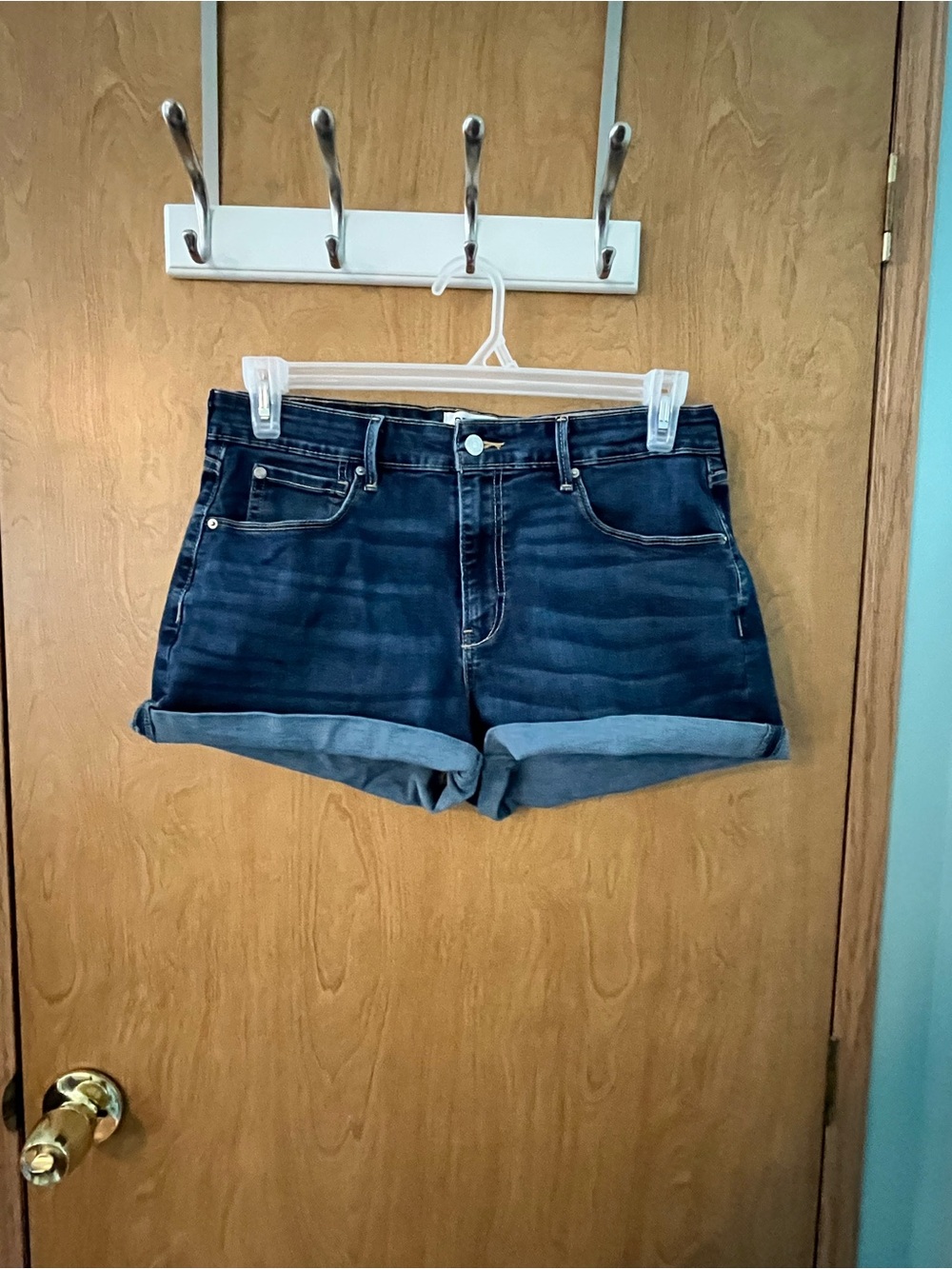 Levi's Denizen Dark Blue Rolled Cuff Denim Women’s Shorts SZ 14 Waist 32” EUC